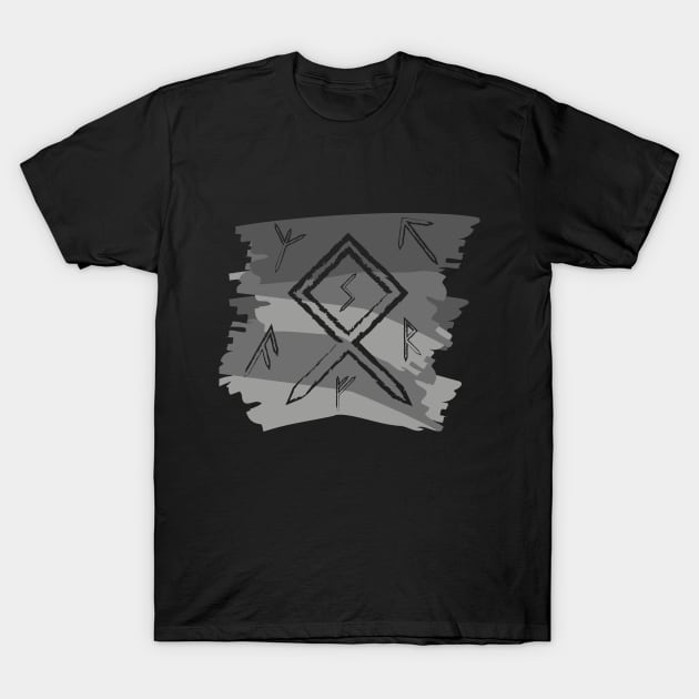 Grey Paint Runes Norse Mythology Asatru T-Shirt by vikki182@hotmail.co.uk